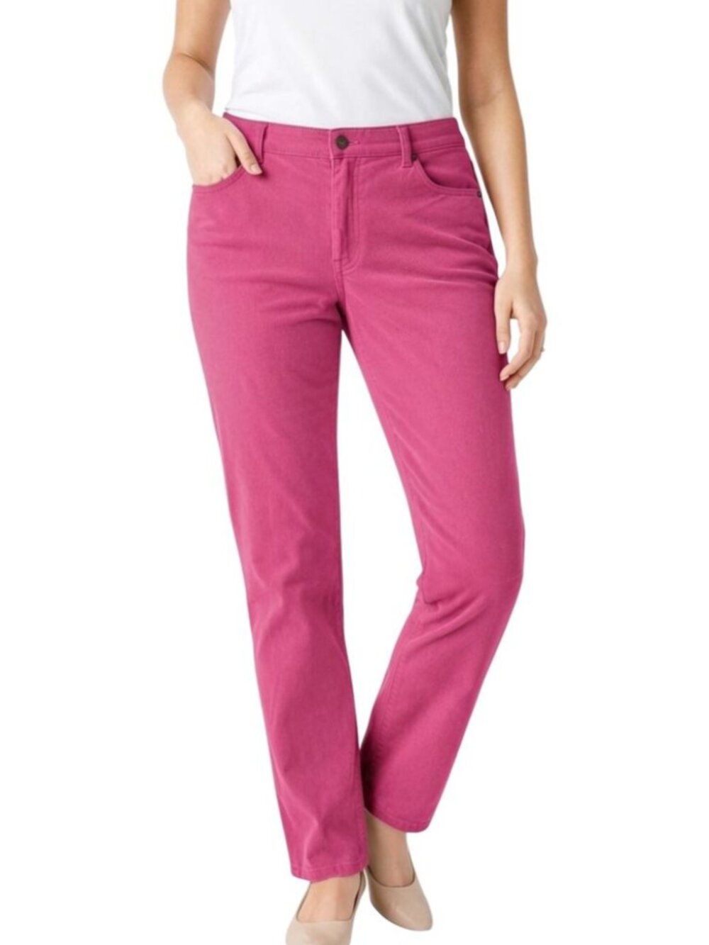 Talbots Pink Corduroy Straight Leg Pants Micro Whale Petite 12P